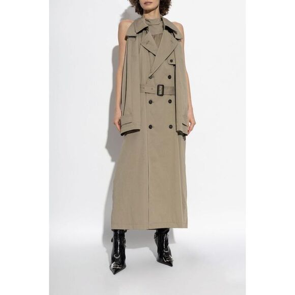 BALENCIAGA Strapless Belted Maxi Dress Women EXPLORERBEIGE Dresses